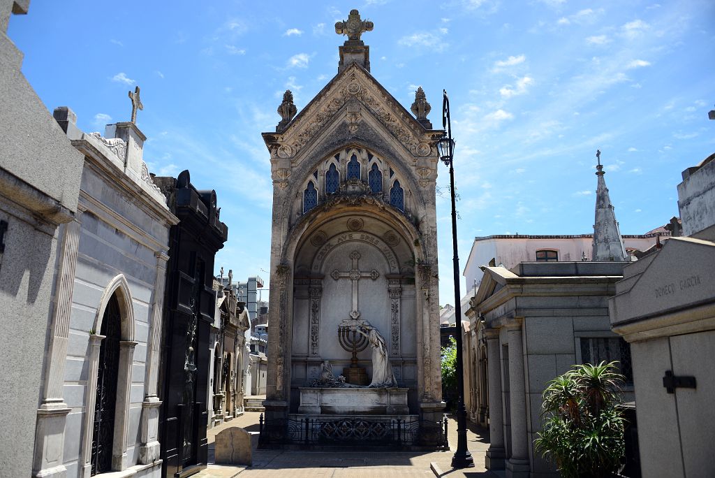 12 Dorrego Ortiz Basualdo Mausoleum Includes A Cross, Female Figure Next To A Seven-Branched Candelabrum Recoleta Cemetery Buenos Aires
